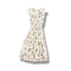 Vintage Handmade Floral Sailor Collar Dress